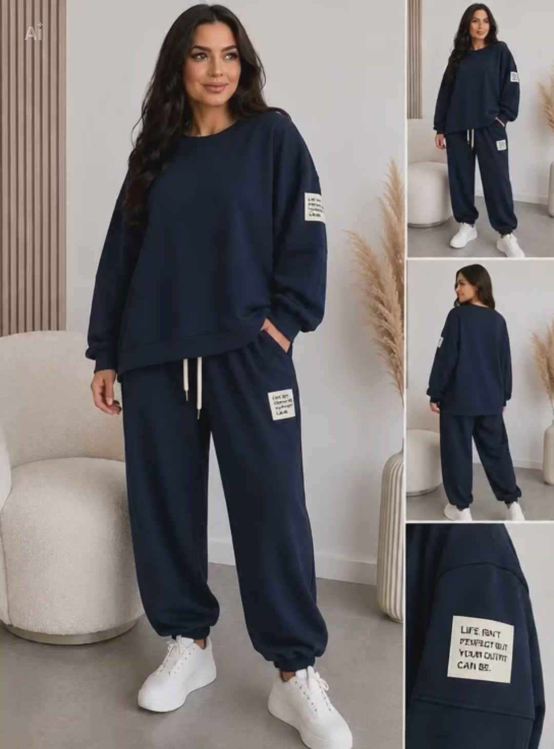 Damen Oversize Zweiteiler – weiches Freizeit Set | L–2XL