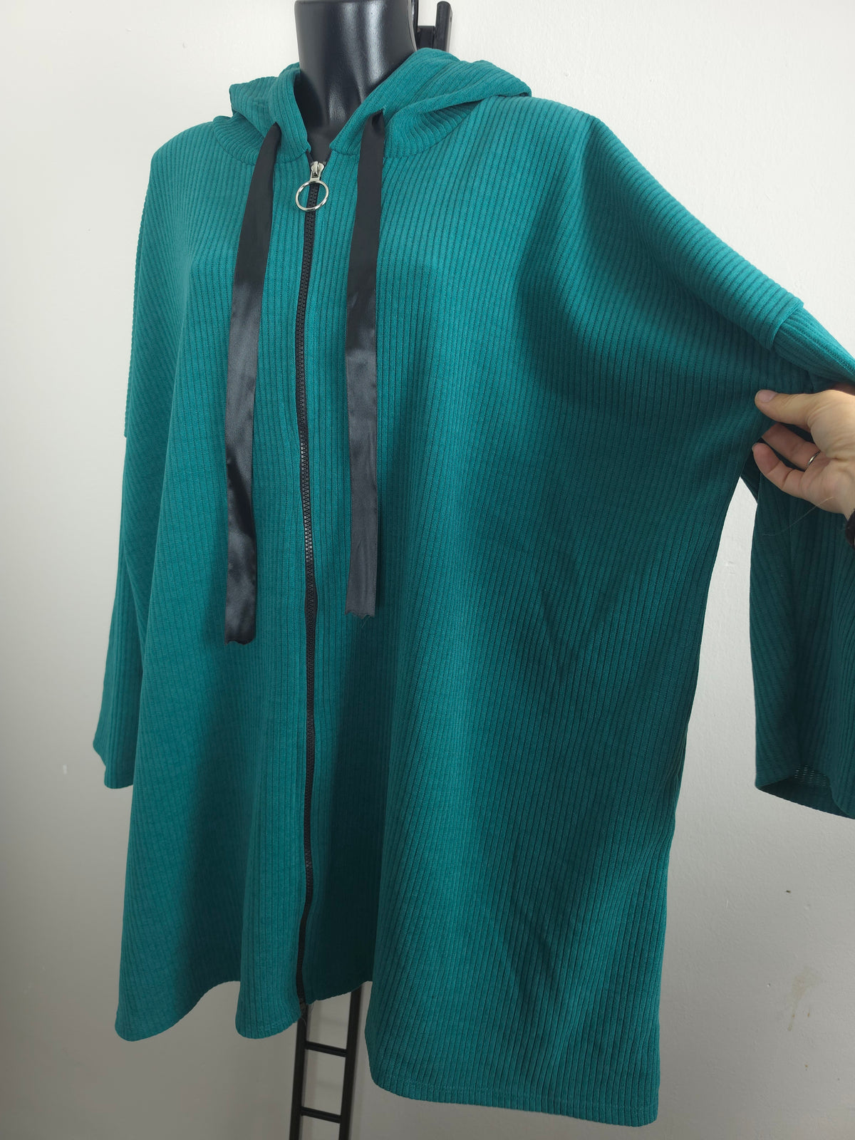 Oversize Long-Hoodiejacke mit Kapuze – 3 Farben | Plus Size