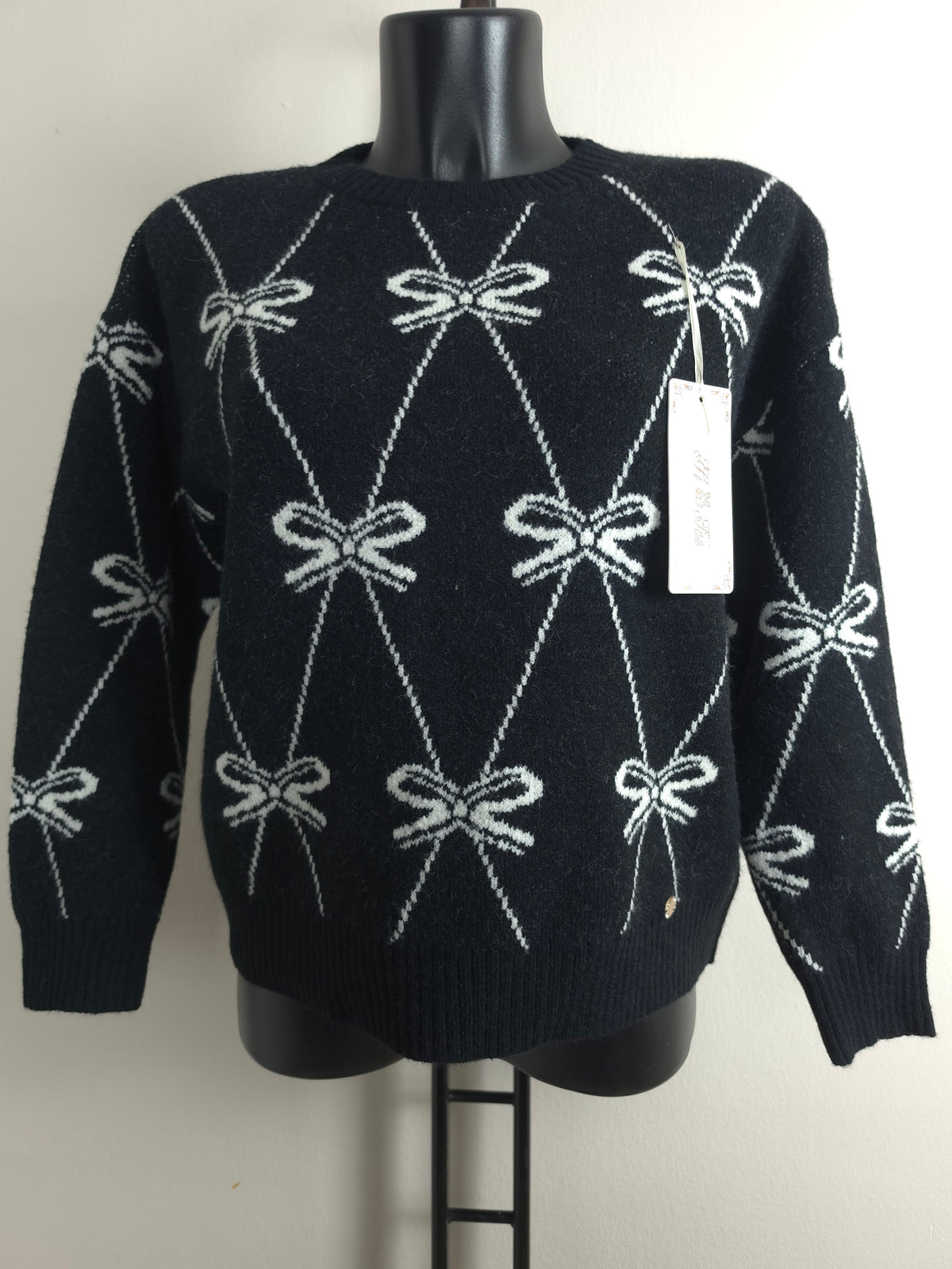 Damen Strickpullover mit Schleifen – Weich & Elegant | M/L