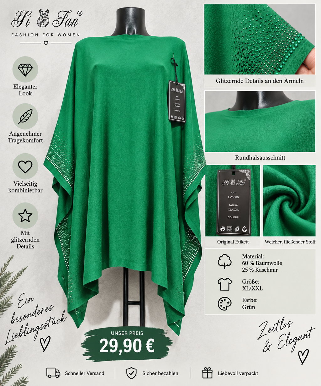 Eleganter Oversize-Poncho mit Glitzer-Details