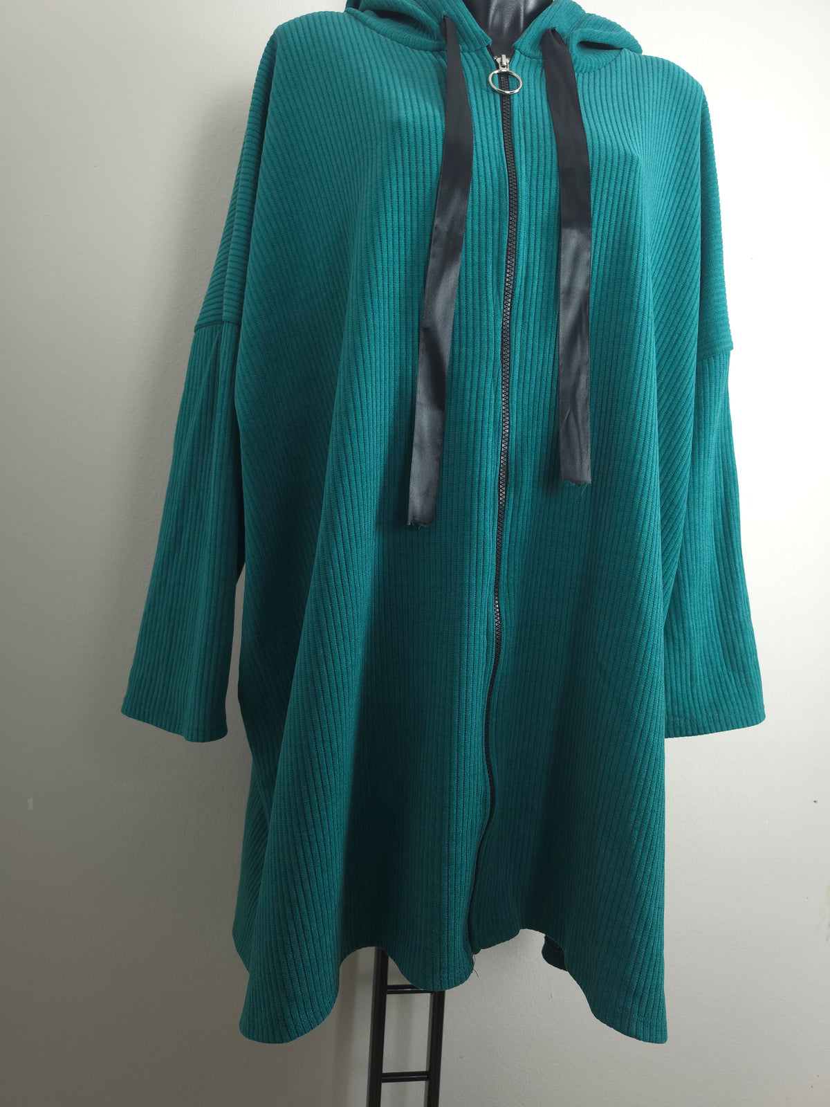 Oversize Long-Hoodiejacke mit Kapuze – 3 Farben | Plus Size