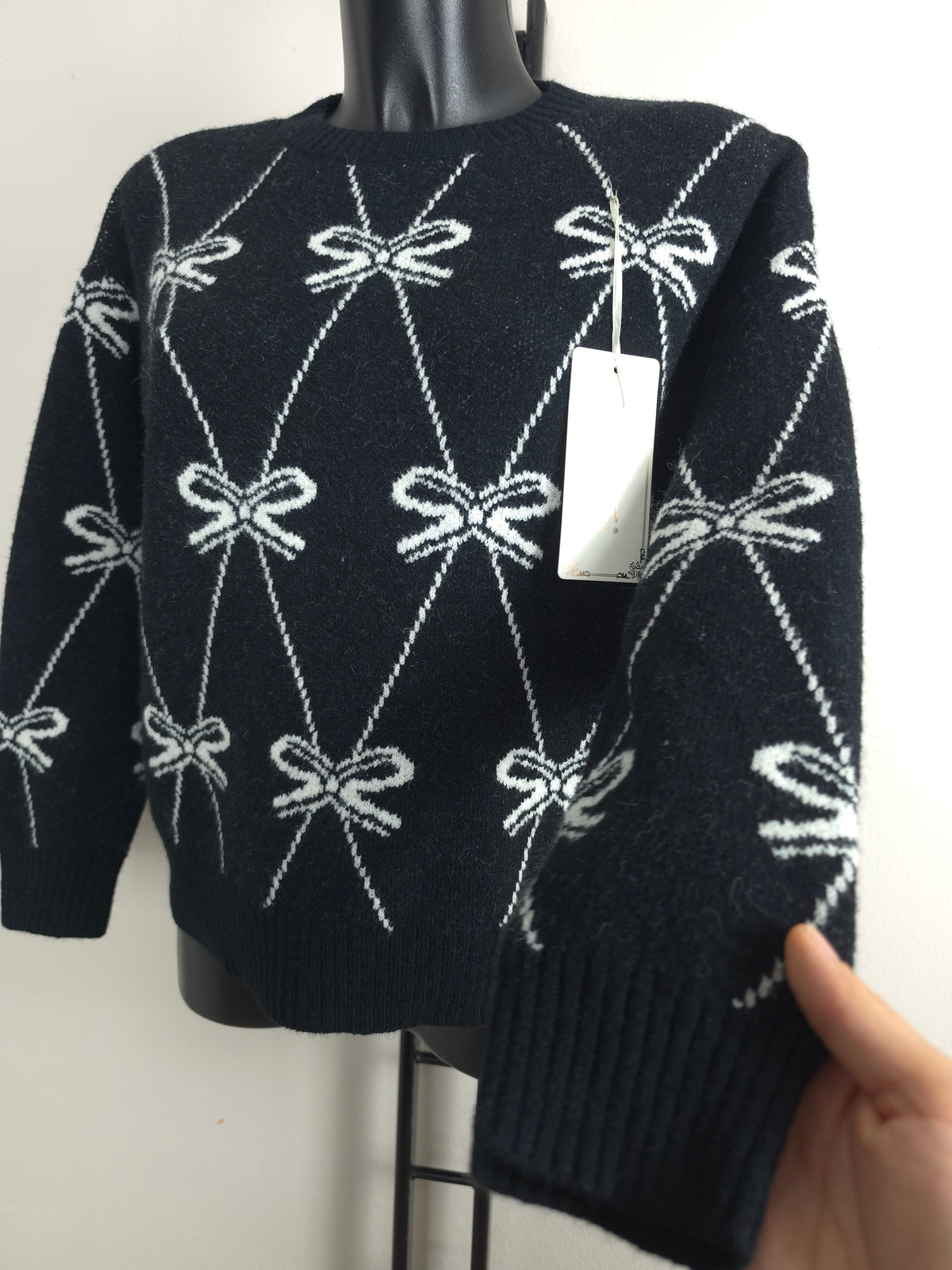 Damen Strickpullover mit Schleifen – Weich & Elegant | M/L