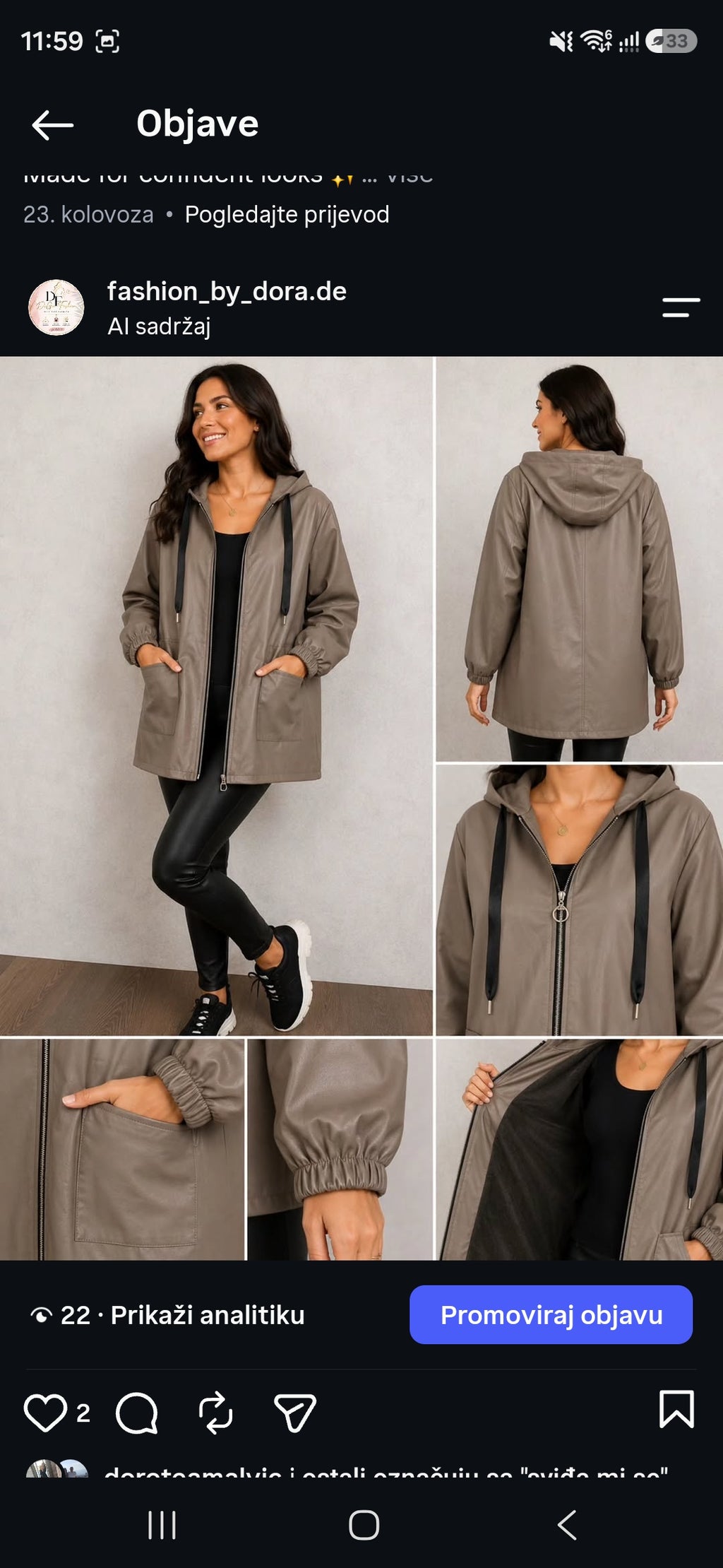 Oversize Kunstleder-Jacke mit Kapuze
