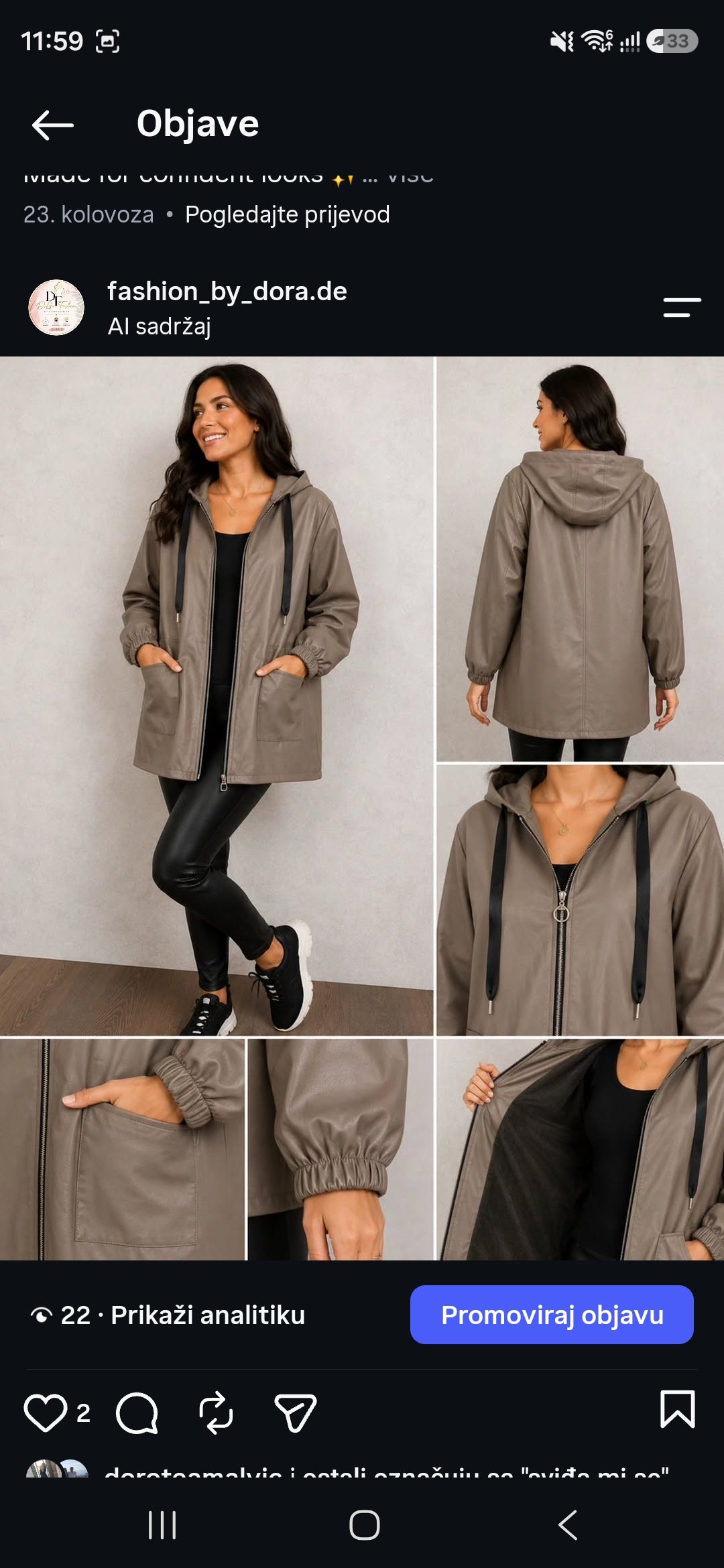Oversize Kunstleder-Jacke mit Kapuze