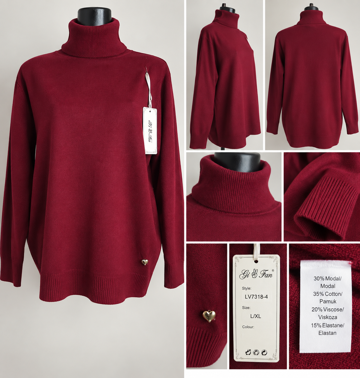 Oversize Rollkragenpullover – weich & elastisch | L/XL – 2XL/3XL