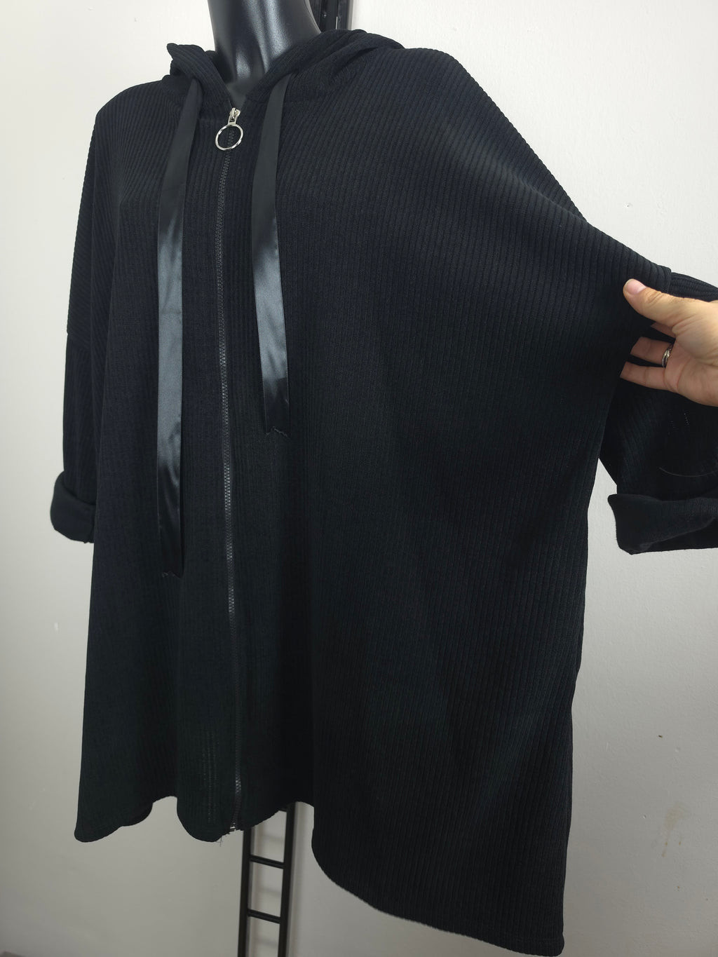 Oversize Long-Hoodiejacke mit Kapuze – 3 Farben | Plus Size