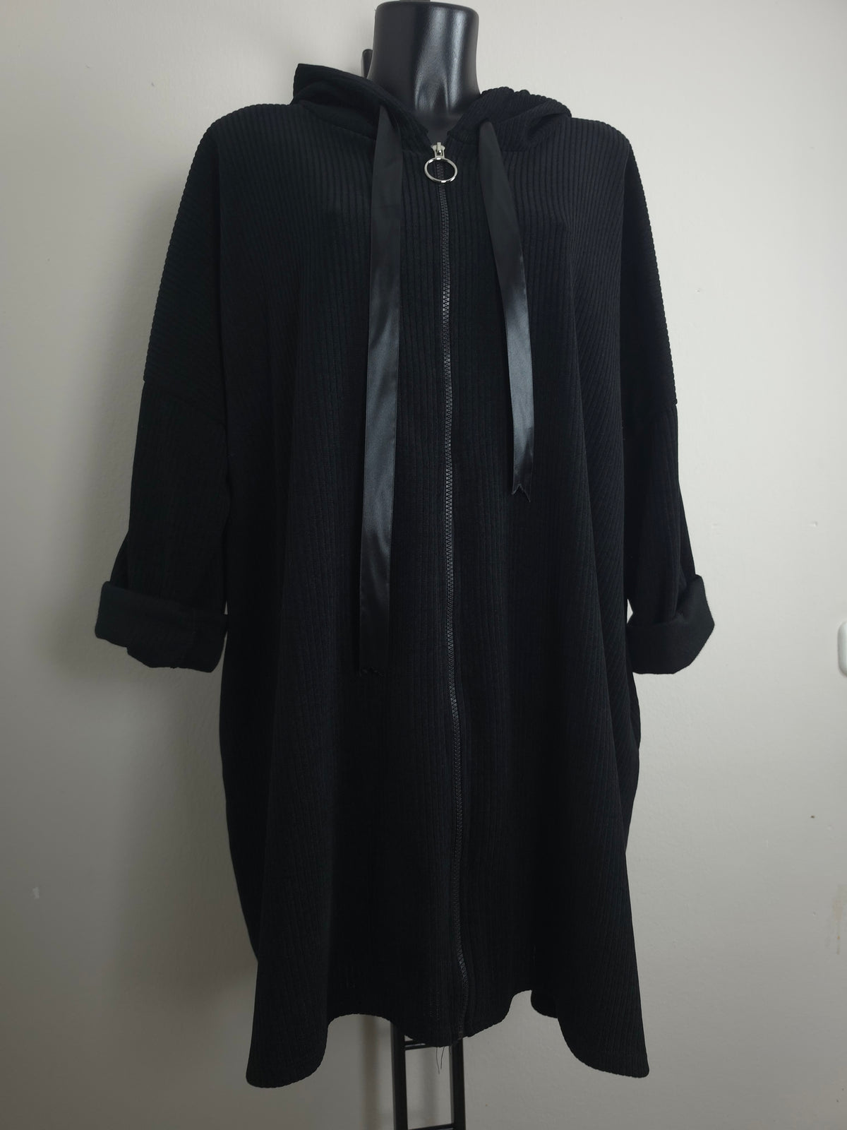 Oversize Long-Hoodiejacke mit Kapuze – 3 Farben | Plus Size