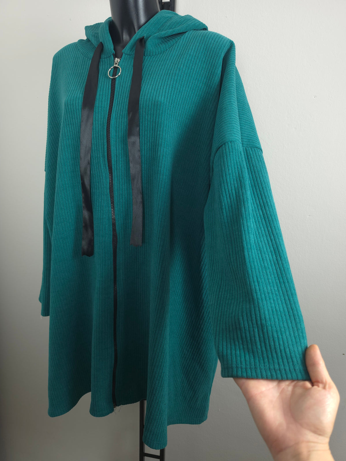 Oversize Long-Hoodiejacke mit Kapuze – 3 Farben | Plus Size