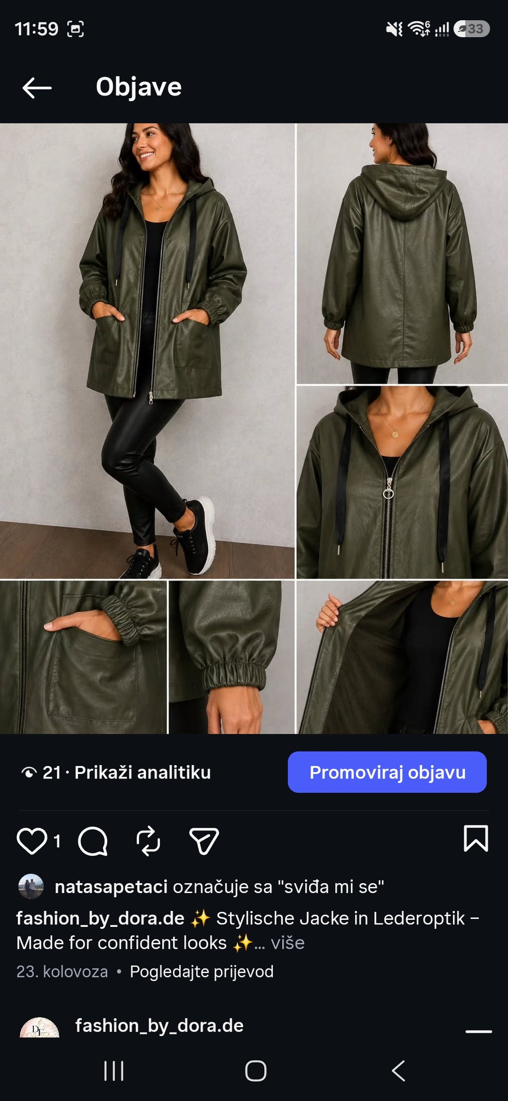 Oversize Kunstleder-Jacke mit Kapuze