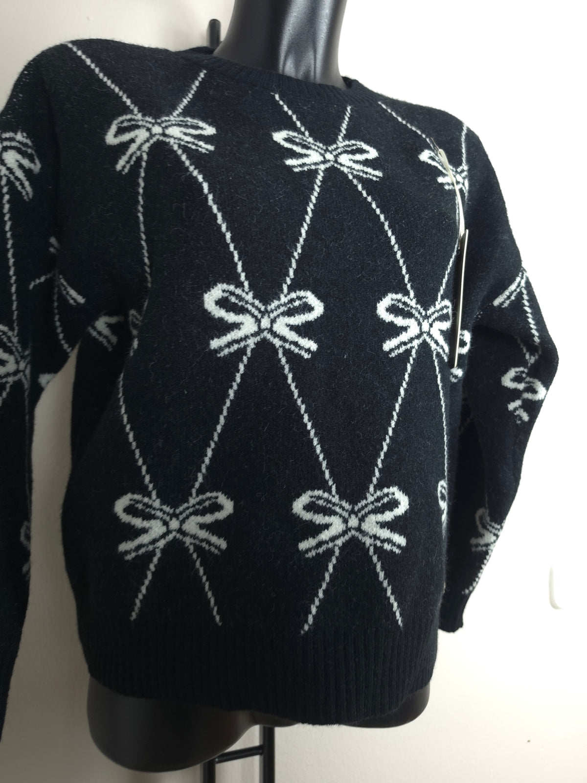 Damen Strickpullover mit Schleifen – Weich & Elegant | M/L
