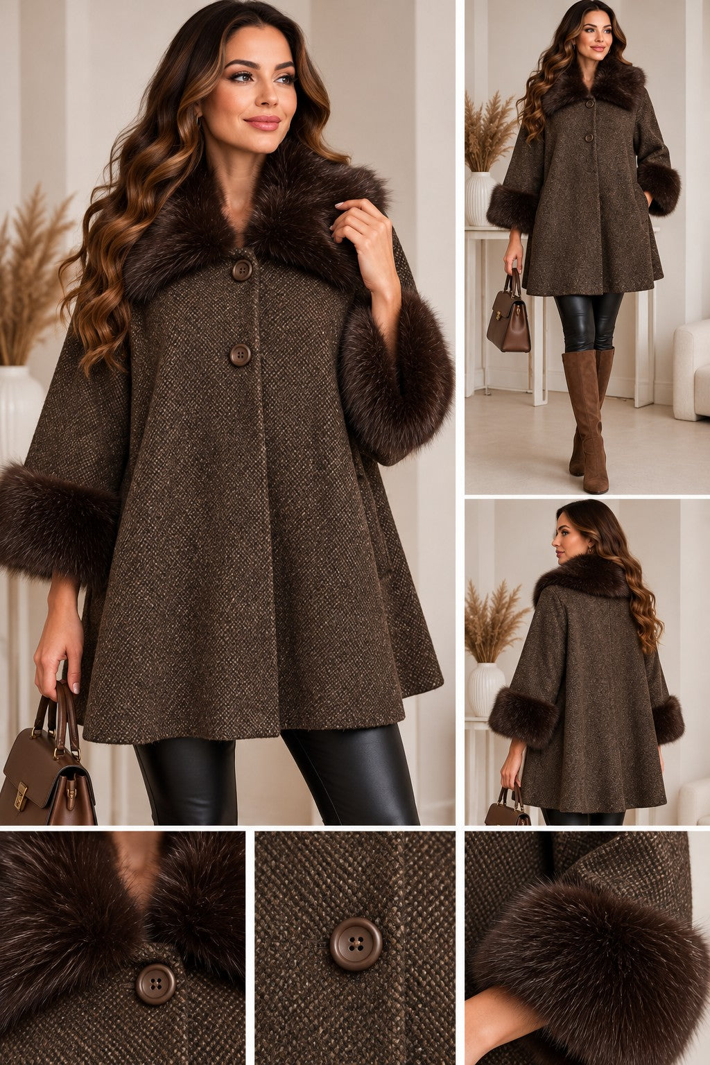 Damen Kurzmantel mit Kunstfellkragen – Elegant, weich
