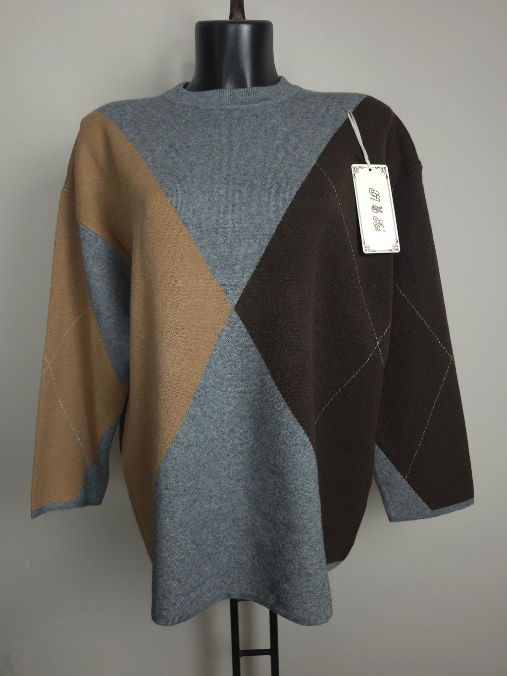 Damen Pullover mit geometrischem Muster – M/L – 3 Farben