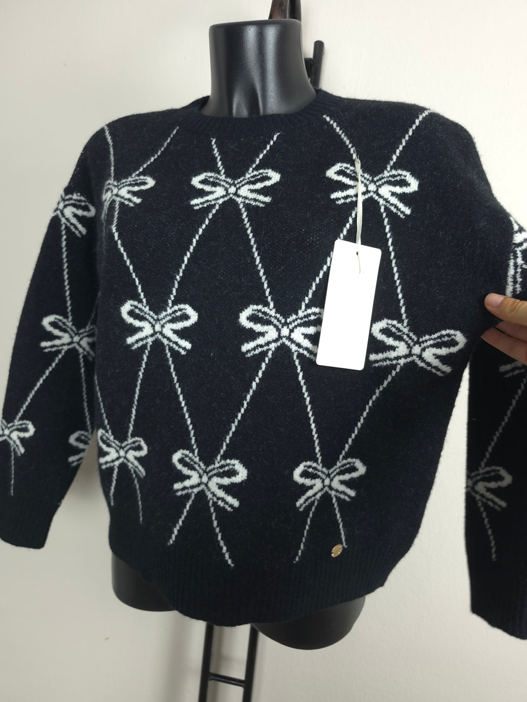 Damen Strickpullover mit Schleifen – Weich & Elegant | M/L