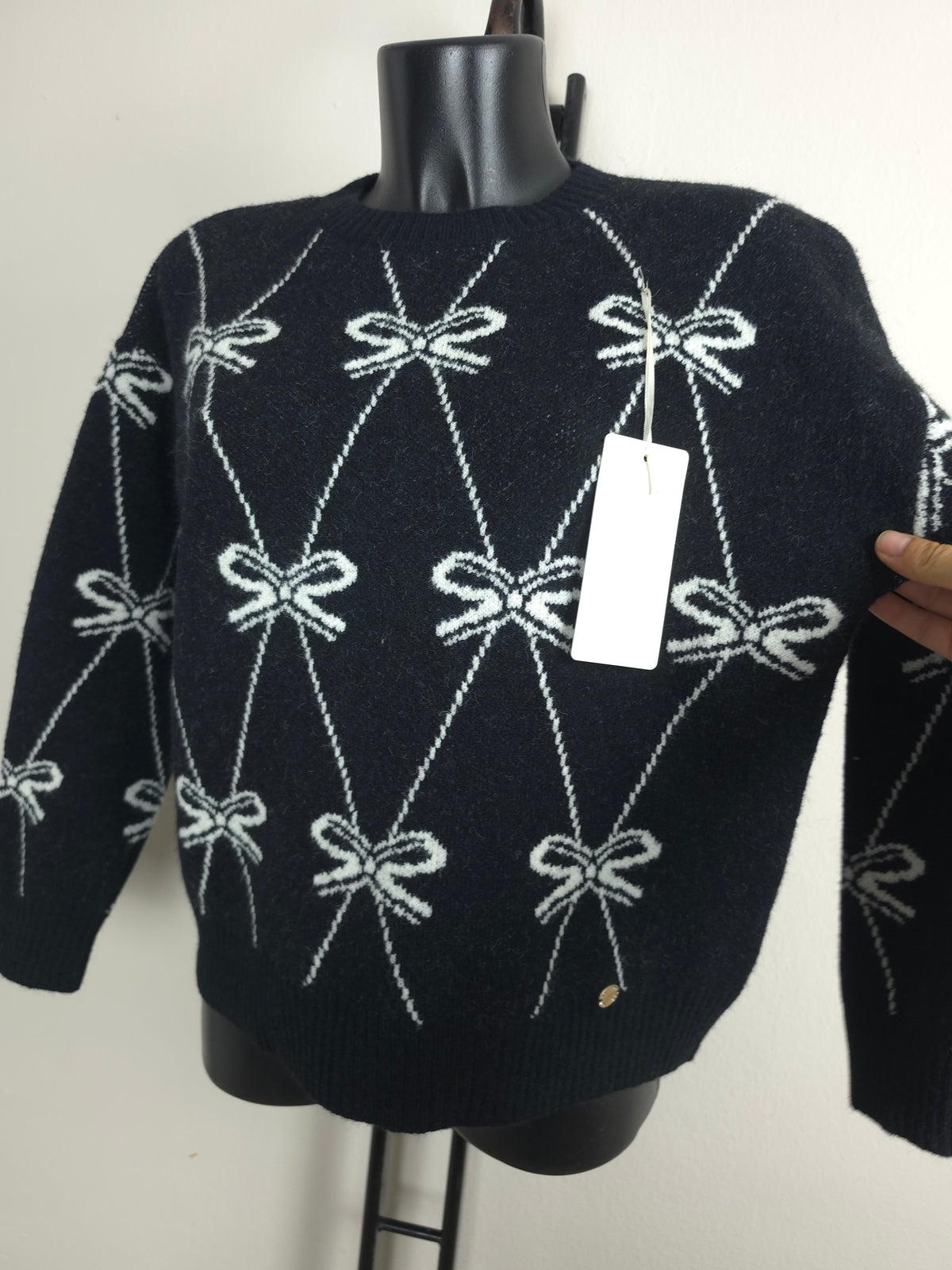 Damen Strickpullover mit Schleifen – Weich & Elegant | M/L