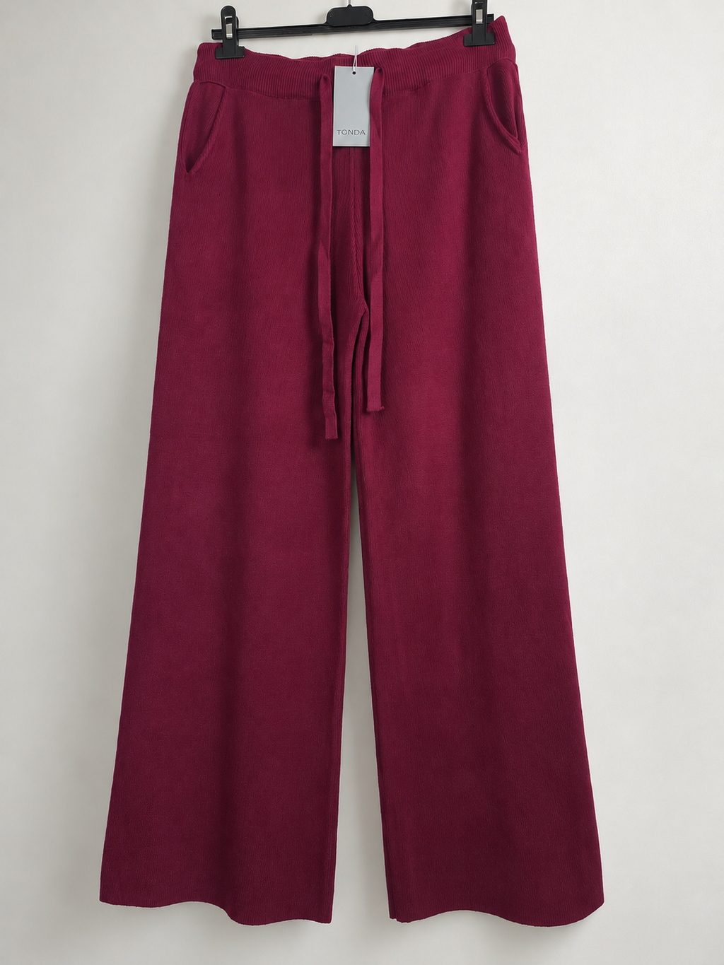 Damen Strickhose Wide Leg – Weiche Hose mit Gummibund & Taschen – M–2XL
