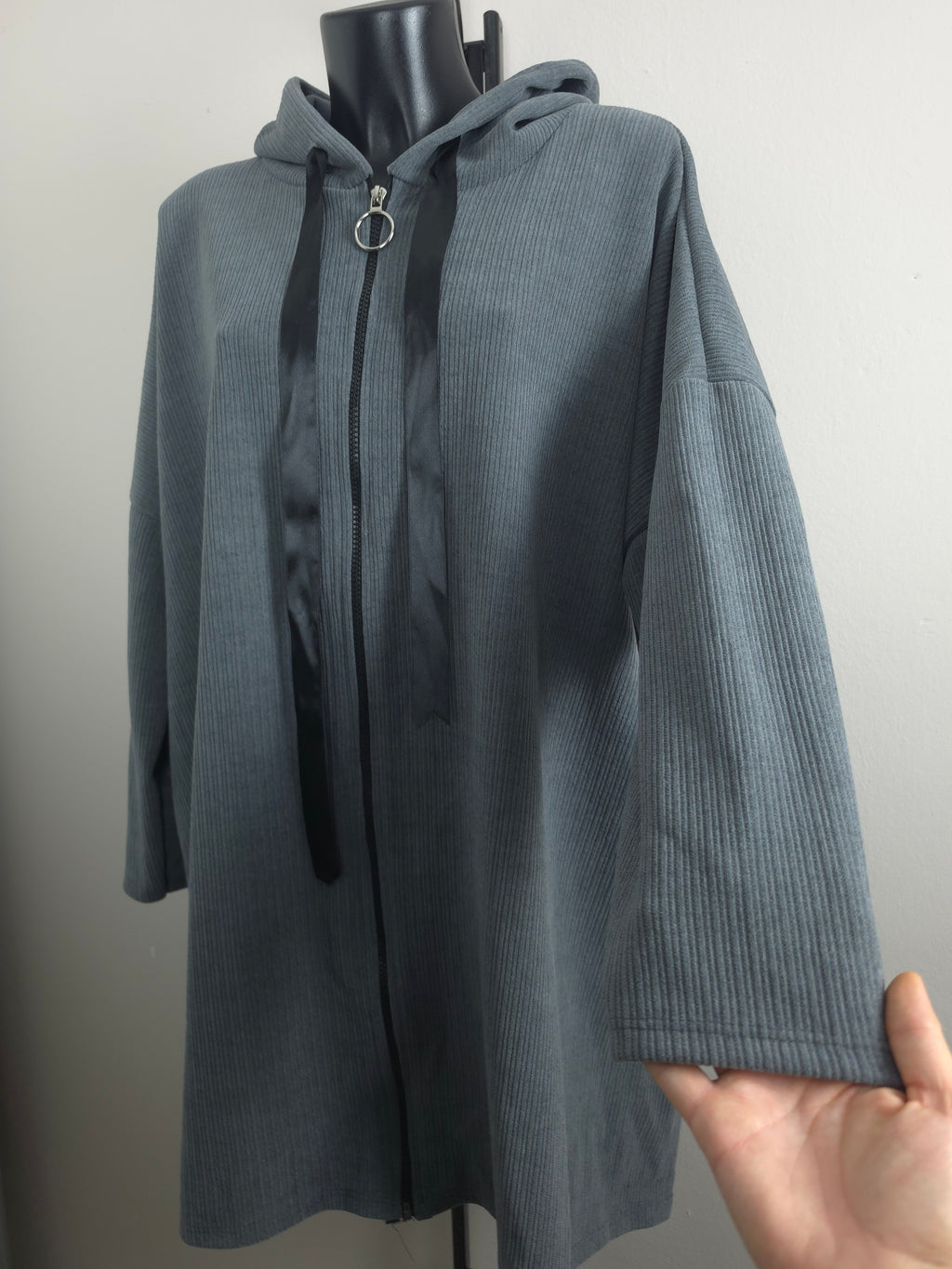 Oversize Long-Hoodiejacke mit Kapuze – 3 Farben | Plus Size