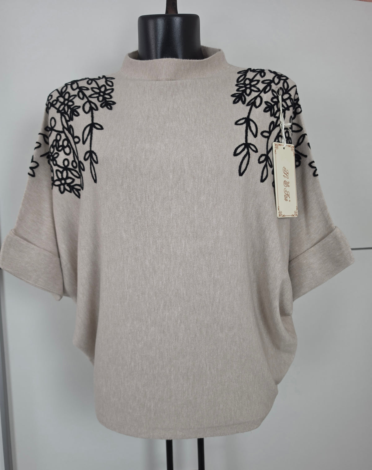Damen Oversize Pullover XXL/XXXL Blumen Stickerei Modal Baumwolle 4 Farben