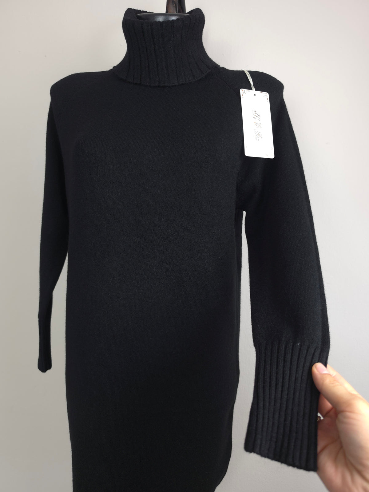 Weiches Strickkleid mit Rollkragen – S/M & L/XL