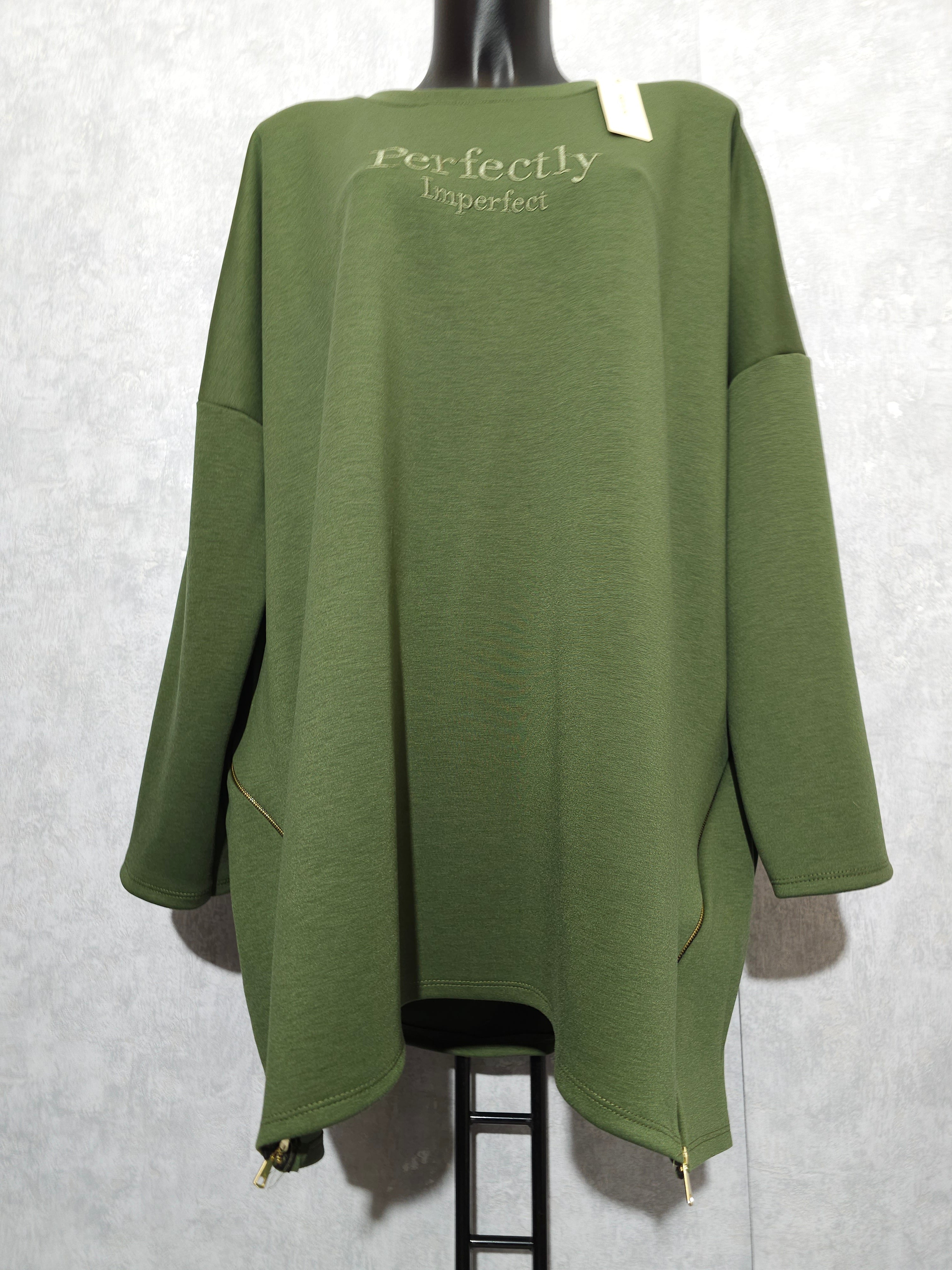 Oversize Damen Tunika aus Baumwolle – Olive & Navy | bis 140 cm Brust
