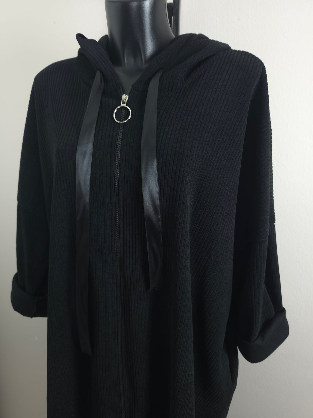 Oversize Long-Hoodiejacke mit Kapuze – 3 Farben | Plus Size