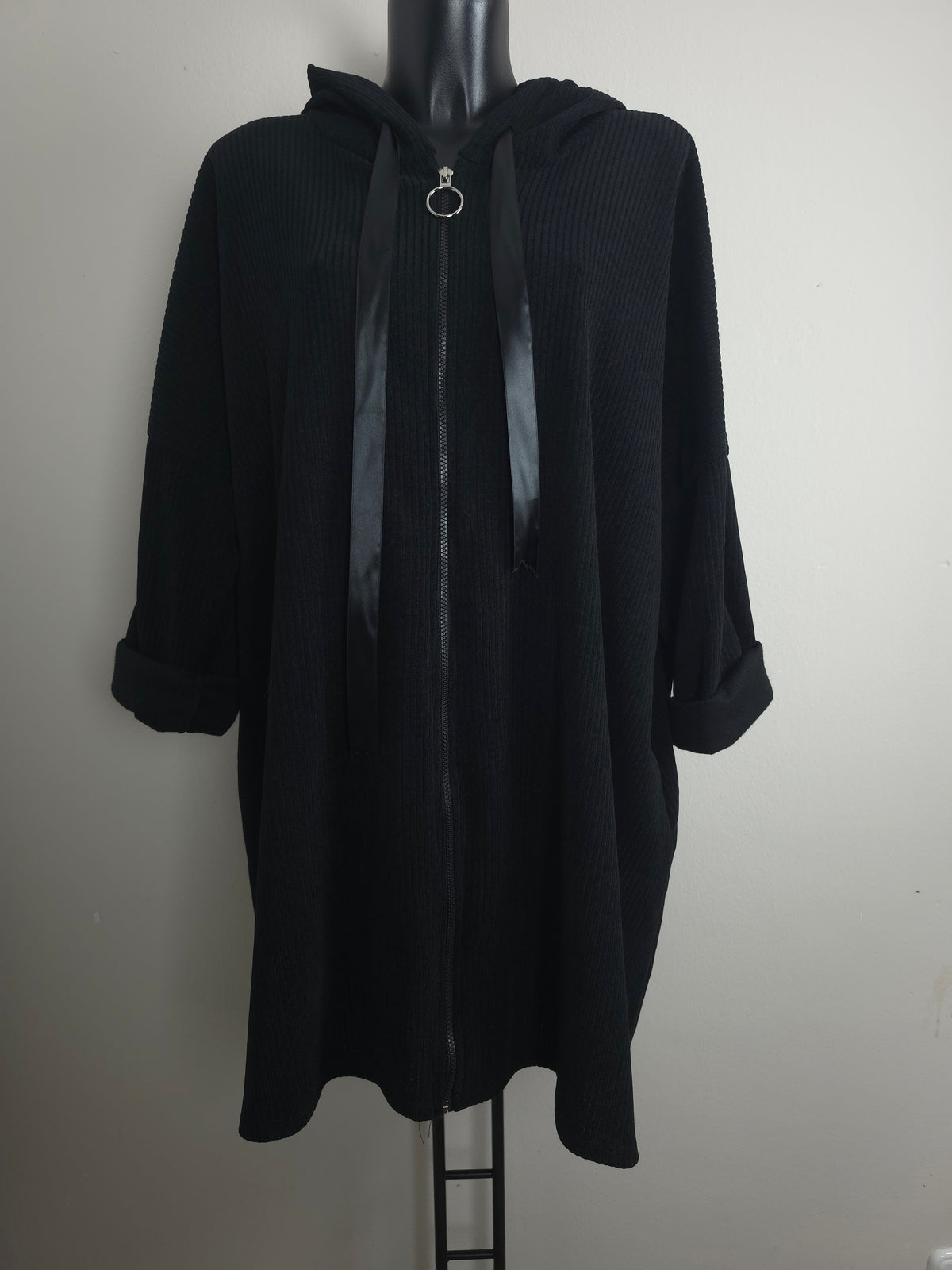 Oversize Long-Hoodiejacke mit Kapuze – 3 Farben | Plus Size