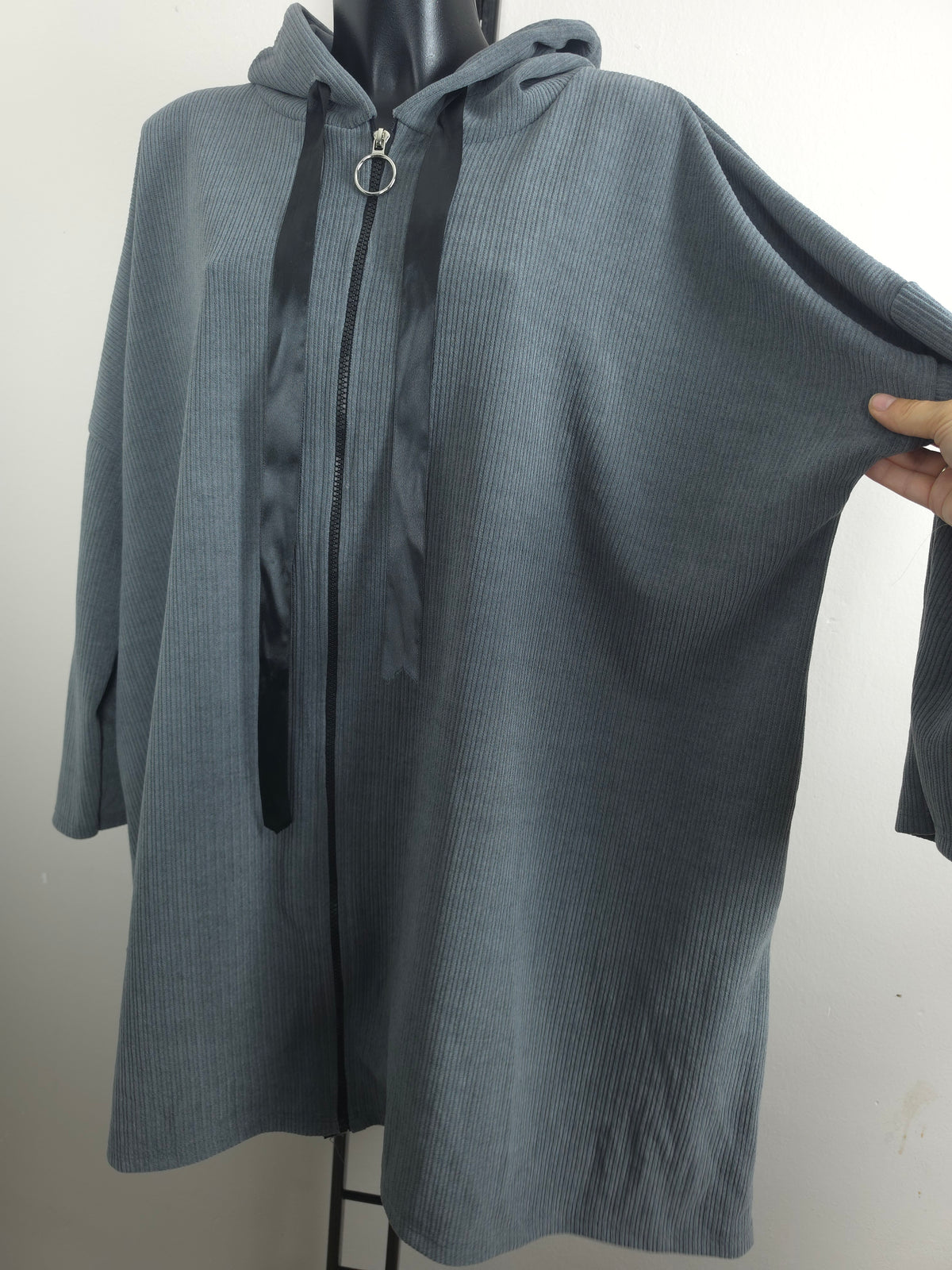 Oversize Long-Hoodiejacke mit Kapuze – 3 Farben | Plus Size