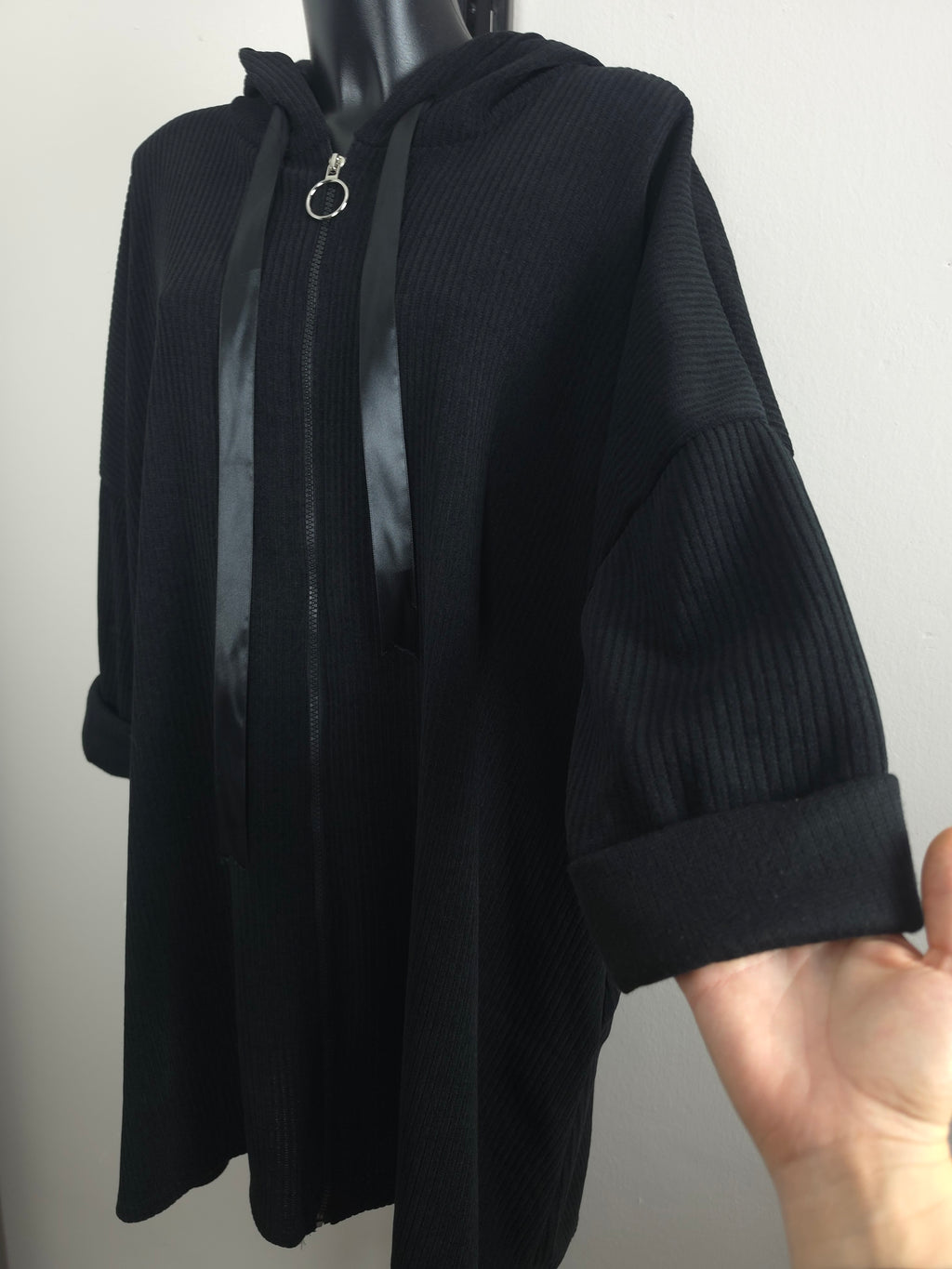 Oversize Long-Hoodiejacke mit Kapuze – 3 Farben | Plus Size